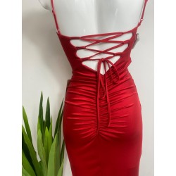 Axo - robe rouge lacet dos...